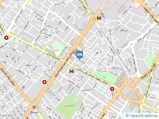 هتل آپارتمان آدرین مشهد روی نقشه