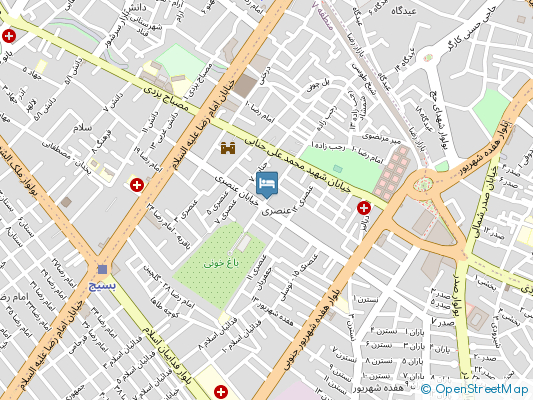 هتل آپارتمان آریانا مشهد روی نقشه