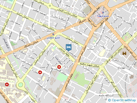 هتل بزرگ فردوسی مشهد روی نقشه