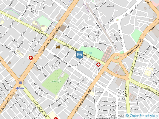 هتل آپارتمان ایزدپرست مشهد روی نقشه