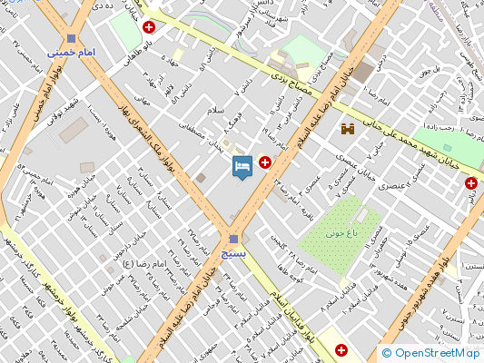 هتل آپارتمان نور مشهد روی نقشه