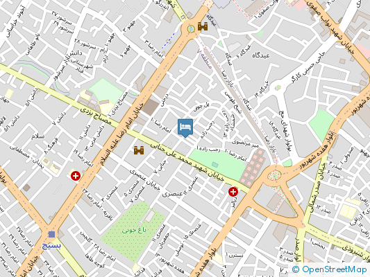 هتل آپارتمان پریناز مشهد روی نقشه