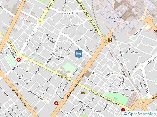 هتل آپارتمان تاج محل مشهد روی نقشه