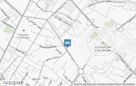 هتل آپارتمان تعطیلات مشهد روی نقشه
