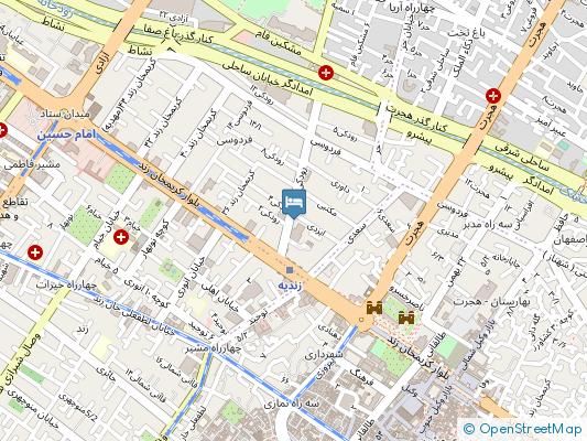 هتل صدر شیراز روی نقشه