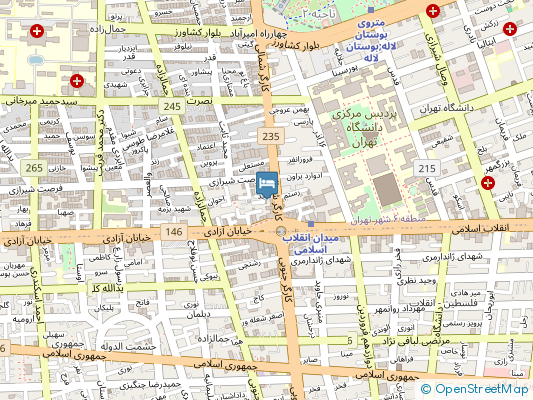 هتل اورین تهران روی نقشه