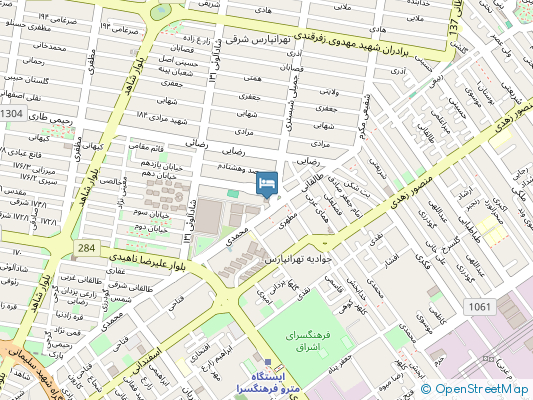 هتل هلال ایران تهران روی نقشه