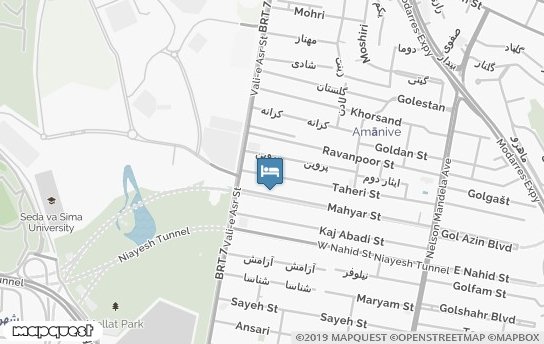 هتل آپارتمان جم تهران روی نقشه