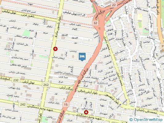 هتل آپارتمان مدیا تهران روی نقشه