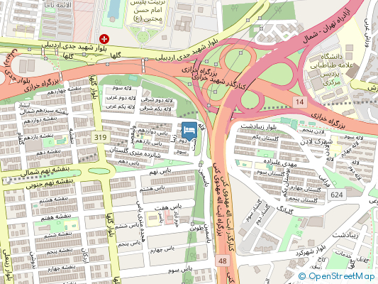 هتل آپارتمان ظفر تهران روی نقشه