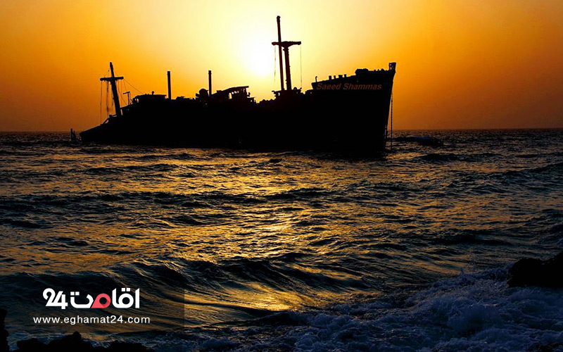 غروب ساحل کشتی یونانی کیش