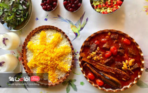 غذای ایرانی خورشت گوشت و بادمجان