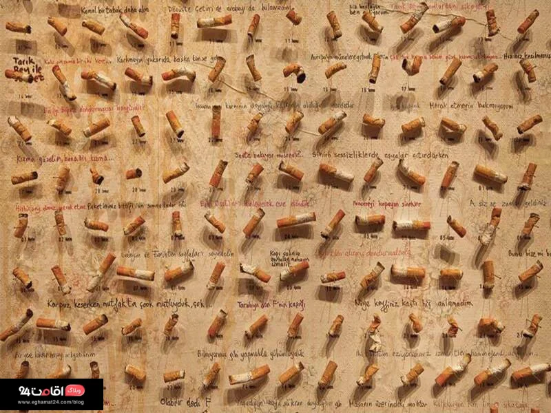 دیوار موزه با 4213 ته سیگار