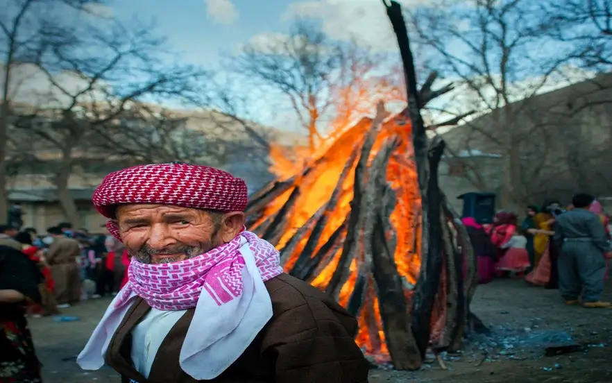 مراسم آتش نوروزی در کردستان