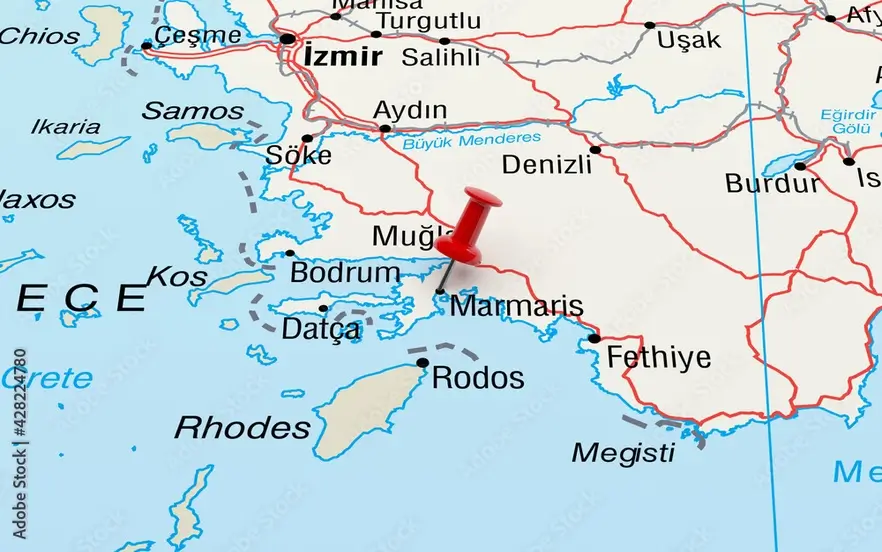 مارماریس روی نقشه ترکیه