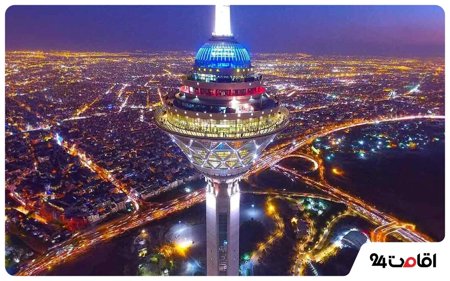 نورپردازی برج میلاد در شب