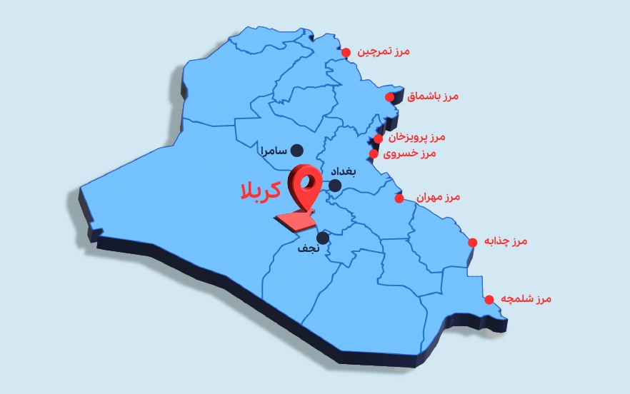 نقشه شهر کربلا در عراق