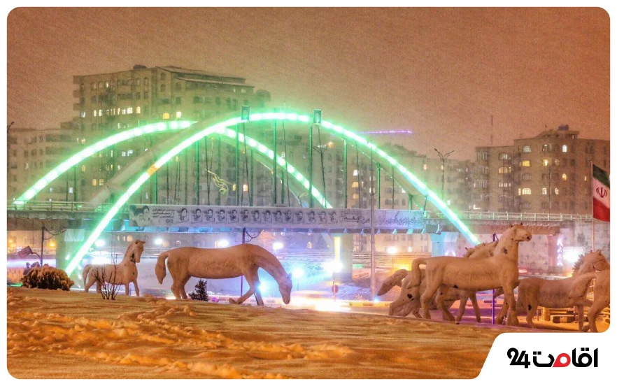 ارومیه در یک شب برفی