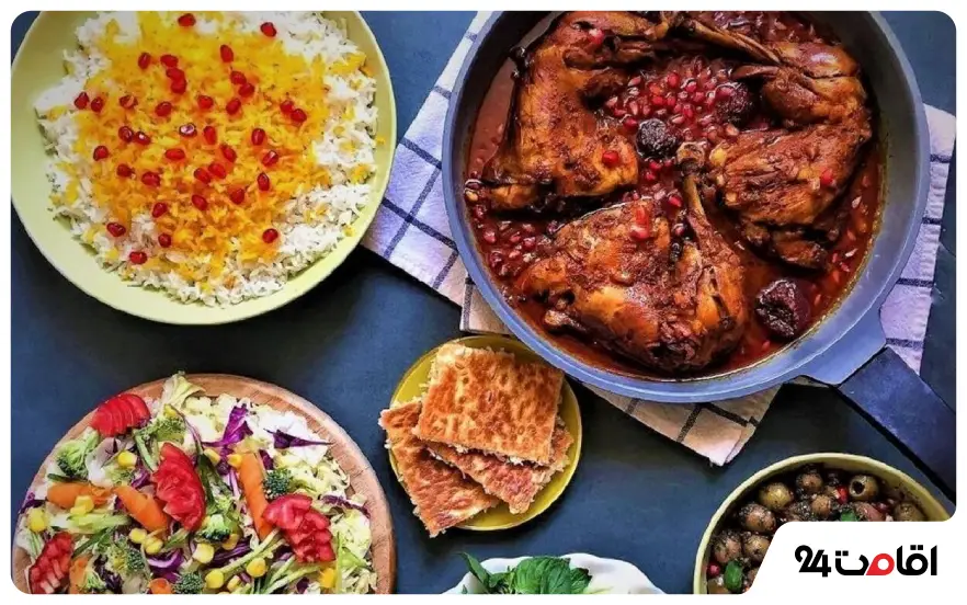 غذاهای محلی سوادکوه 4 آغوز مسما (خورشت گردو و انار)