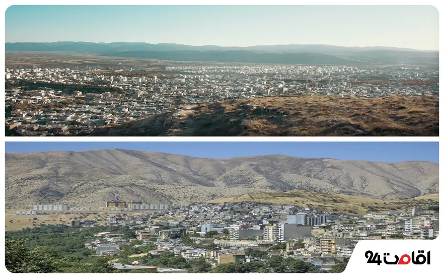 نمای کرمانشاه از بالا در روز
